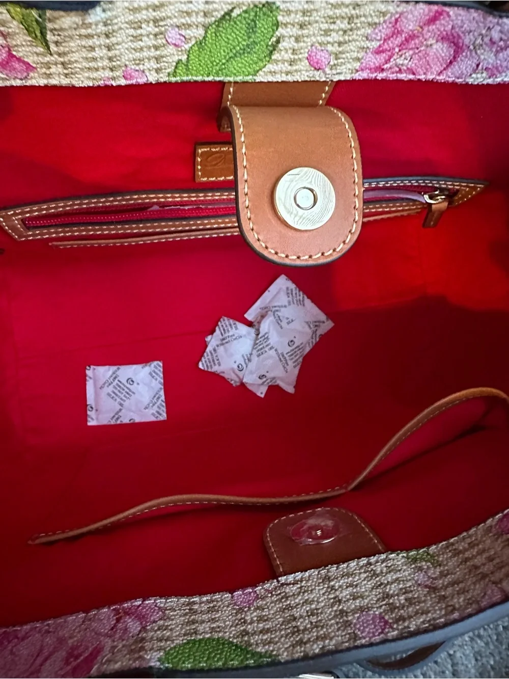 Dooney & Bourke Hydrangea Basketweave Zip Satchel Pink